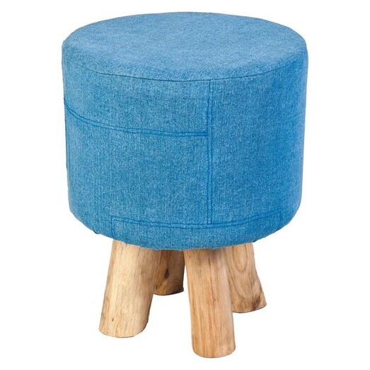 Picture of Embani Denim Stool Fabric Denim/Natural Whiskey Boyd Design Picture of Embani Denim Stool Fabric Denim/Natural Whiskey Boyd Design