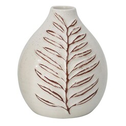 Picture of Embossed Leaf Rounded Ceramic Vase in Grey by Artisan Homewares