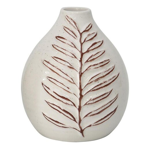 Picture of Embossed Leaf Rounded Ceramic Vase in Grey by Artisan Homewares Picture of Embossed Leaf Rounded Ceramic Vase in Grey by Artisan Homewares