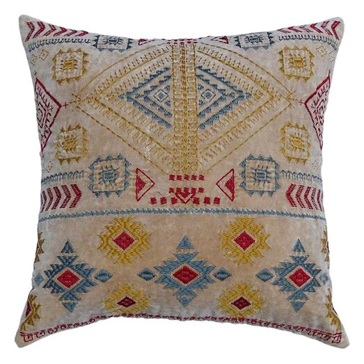 Picture of Embroidered Velvet Cushion Cover in Cream by Status Collections Picture of Embroidered Velvet Cushion Cover in Cream by Status Collections