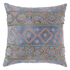 Picture of Embroidered Velvet Cushion Cover in Dark Grey by Status Collections