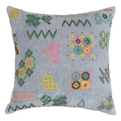 Picture of Embroidered Velvet Cushion Cover in Light Grey by Status Collections