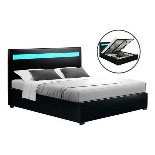 Picture of Emile LED Storage Bed Faux Leather Assorted Resort Living Picture of Emile LED Storage Bed Faux Leather Assorted Resort Living