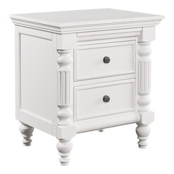 Picture of Emily Hampton Solid Wooden Bedside Nightstand Side Table W/ 2-Drawers - White