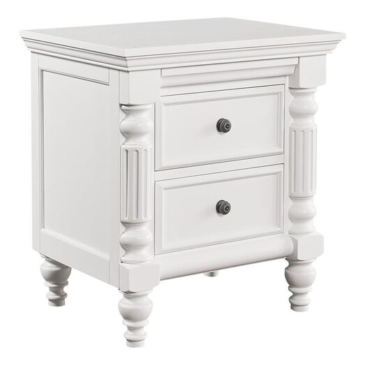 Picture of Emily Hampton Solid Wooden Bedside Nightstand Side Table W/ 2-Drawers - White Picture of Emily Hampton Solid Wooden Bedside Nightstand Side Table W/ 2-Drawers - White