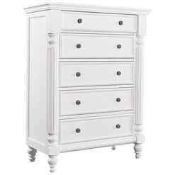 Picture of Emily Hampton Solid Wooden Chest Of Drawers Tallboy Storage Cabinet - White