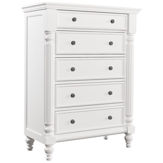 Picture of Emily Hampton Solid Wooden Chest Of Drawers Tallboy Storage Cabinet - White