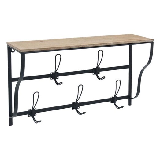Picture of Emporium 5-Hook Wall Shelf Metal Black/Natural Artisan Homewares