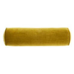 Picture of Enrique Velvet Bolster in Yellow by Linen House