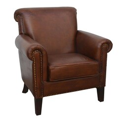 Picture of Enwald Leather Armchair Brown Phil Bee Interiors