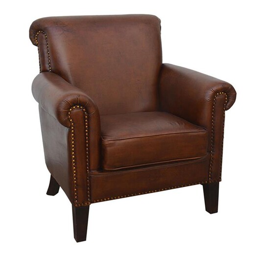 Picture of Enwald Leather Armchair Brown Phil Bee Interiors