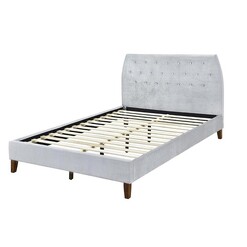 Picture of Eric Velvet Fabric Double Bed Frame With Headboard - Grey