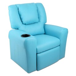 Picture of Erika Kids Recliner Chair, Blue Faux Leather Big Fun Club