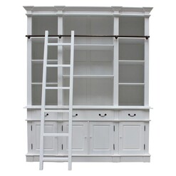 Picture of Estate Bookshelf with Ladder Wood White Hudson Furniture
