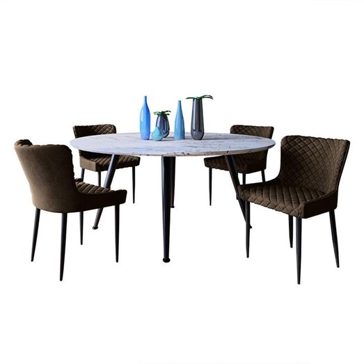 Picture of Estomie 4-Seater Dining Set Fabric Brown Regal Royal Design Picture of Estomie 4-Seater Dining Set Fabric Brown Regal Royal Design
