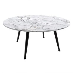 Picture of Estomie Round Dining Table Wood White Marble/Black Regal Royal Design
