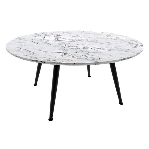 Picture of Estomie Round Dining Table Wood White Marble/Black Regal Royal Design