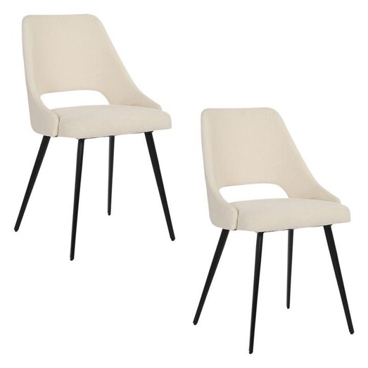 Picture of Eva Set of 2 Boucle Dining Chairs Fabric Off White/Black casabona