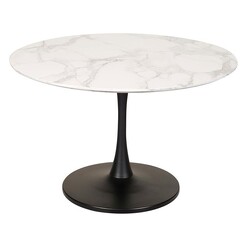 Picture of Evelyn Round Marble Effect Dining Table MDF White Sevella Bay Road Designs