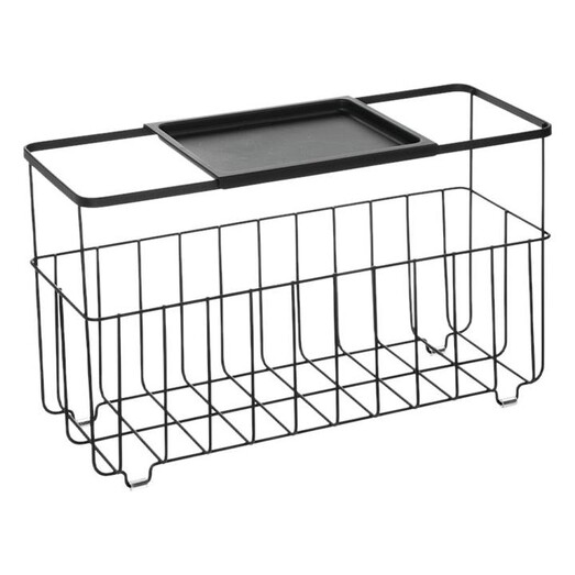 Picture of Everett Storage Basket With Shelf Steel Black iDesign Picture of Everett Storage Basket With Shelf Steel Black iDesign