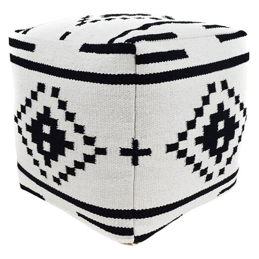 Picture of Ezra Geometric Woven Cube Ottoman in Black by j.elliot HOME Picture of Ezra Geometric Woven Cube Ottoman in Black by j.elliot HOME
