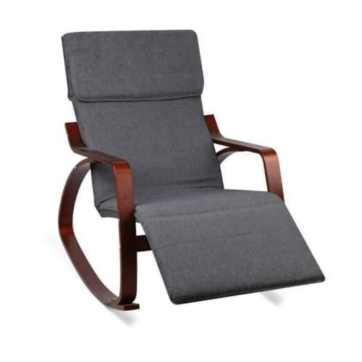 Picture of Fabric Rocking Armchair with Adjustable Footrest - Charcoal