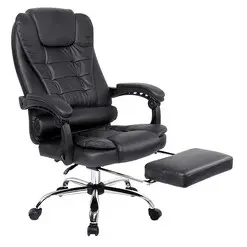 Picture of Fanla Executive Office Chair with Footrest, Black Faux Leather Resort Living