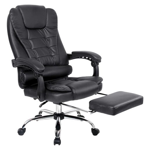 Picture of Fanla Executive Office Chair with Footrest, Black Faux Leather Resort Living