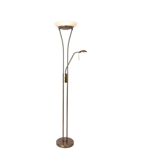 Picture of Fareeda Mother & Child LED Standing Floor Lamp Metal Base Glass Shade - Antique Brass
