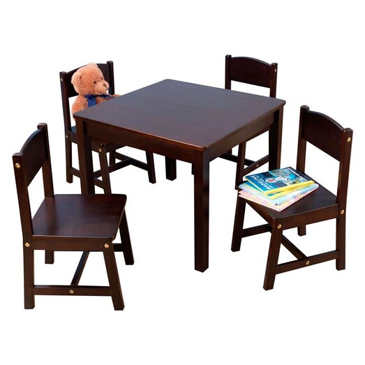Picture of Farmhouse Table & 4 Chair Set Wood Espresso KidKraft