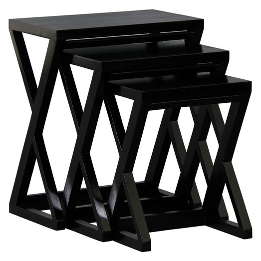 Picture of Farran Wood Nesting Table Mahogany Black Kayu Estate Picture of Farran Wood Nesting Table Mahogany Black Kayu Estate