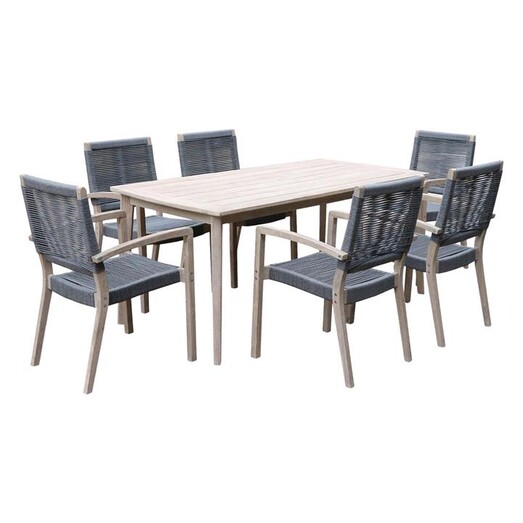Picture of Favien 7-Piece Outdoor Dining Set Wood Natural/Grey Nova Caeli