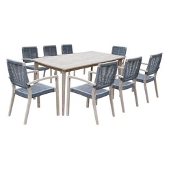Picture of Favien 9-Piece Outdoor Dining Set Wood Natural/Grey Nova Caeli