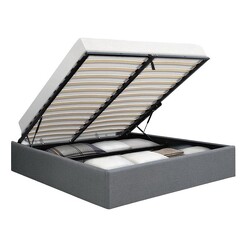 Picture of Fedele Upholstered Storage Bed with Gas Lift Fabric Grey Resort Living