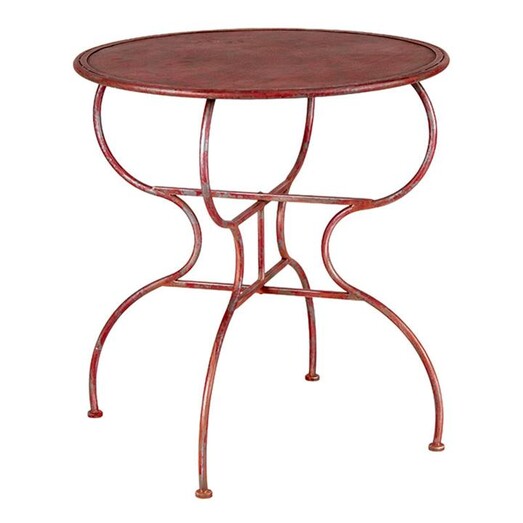 Picture of Federation Antique Round Outdoor Table Metal Antique Red Artisan Homewares