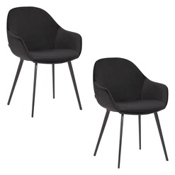 Picture of Fido Set of 2 Velvet Dining Chairs in Black by casabona