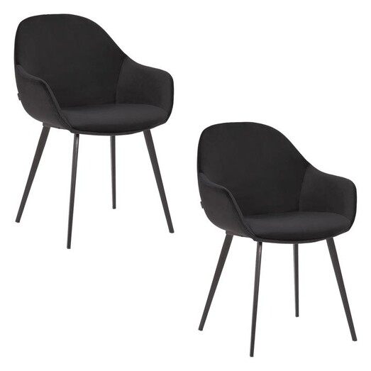Picture of Fido Set of 2 Velvet Dining Chairs in Black by casabona