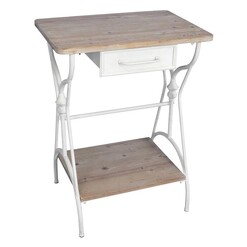 Picture of Fiore Sewing Table Metal Distressed White/Natural Artisan Homewares
