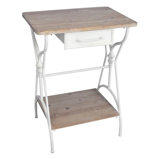 Picture of Fiore Sewing Table Metal Distressed White/Natural Artisan Homewares