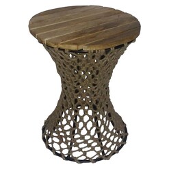 Picture of Fishnet Side Table Wood Rustic Black/Natural Whiskey Boyd Design