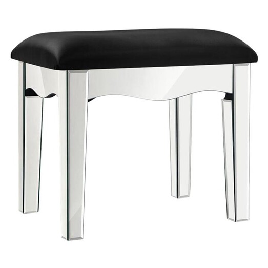 Picture of Flavolla Mirrored Dressing Table Stool MDF Black/Silver Resort Living