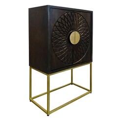 Picture of Fleur Handcrafted Wooden Bar Cabinet Black Wash Searles Homewares