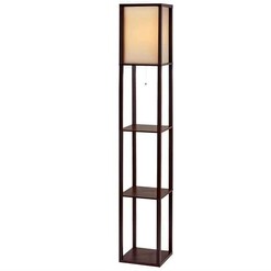 Picture of Floor Lamp Vintage Reding Light Stand Wood Shelf Storage Organizer Home