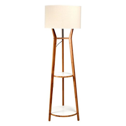 Picture of Floor Lamp with Double Shelves Bamboo Natural New Oriental Picture of Floor Lamp with Double Shelves Bamboo Natural New Oriental