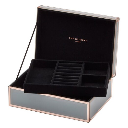 Picture of Florence Jewellery Box with Insert Glass Grey/White/Pink One Six Eight London