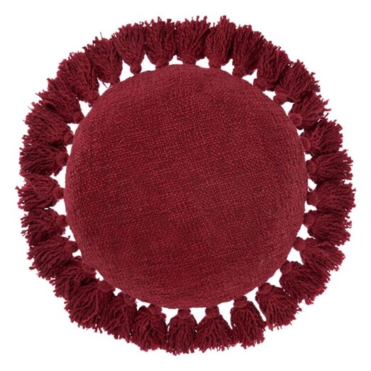 Picture of Florida Round Cotton Cushion in Burgundy by Linen House