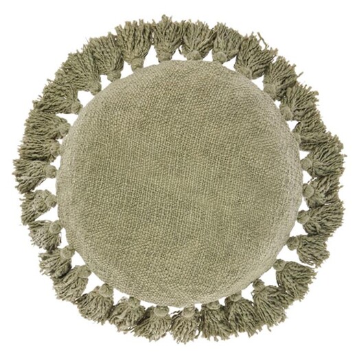 Picture of Florida Round Cotton Cushion in Green by Linen House Picture of Florida Round Cotton Cushion in Green by Linen House