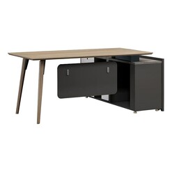 Picture of Fonti Left Return Executive Desk MDF Acacia/Carbon Grey Iniko