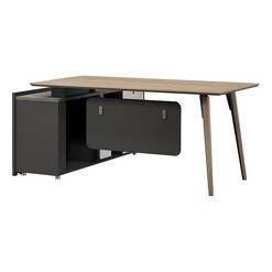 Picture of Fonti Right Return Executive Desk MDF Acacia/Carbon Grey Iniko