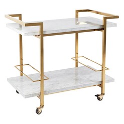 Picture of Franklin Drinks Trolley, White/Gold Marble CAFE Lighting & Living